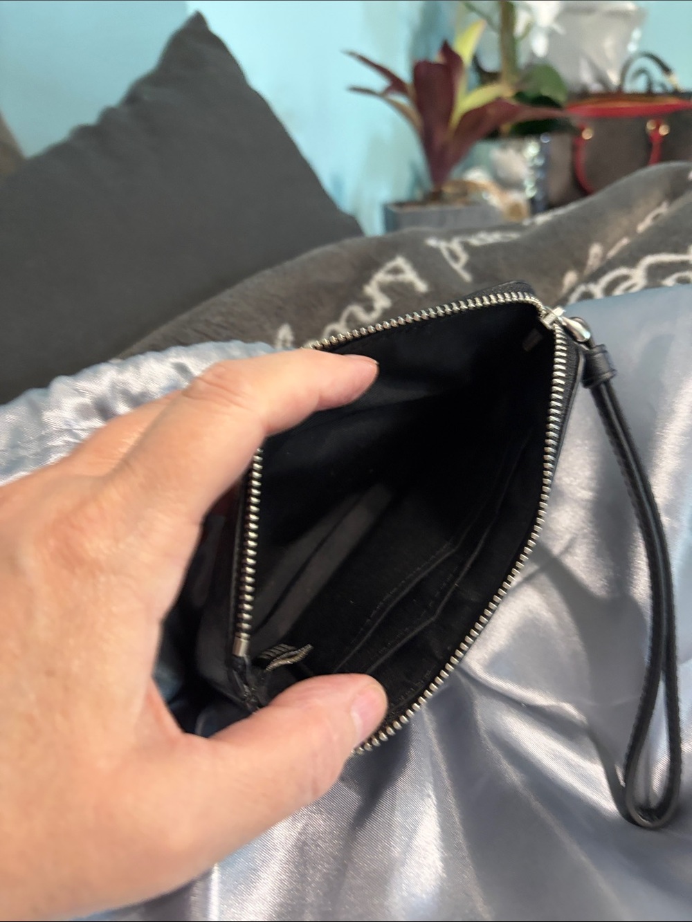 Coach Black Signature Wristlet Clutch with Leather Trim - Picture 4 of 5